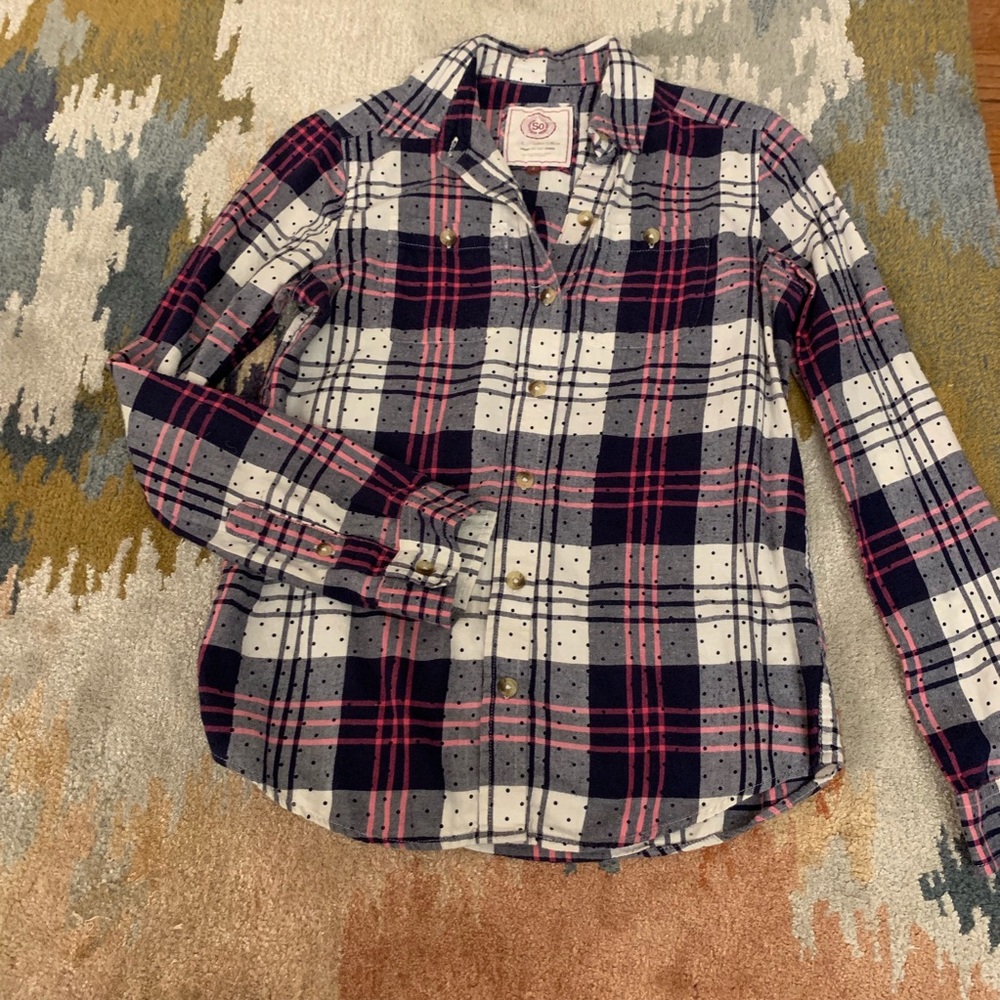 🚨SO Navy & Pink Flannel Shirt